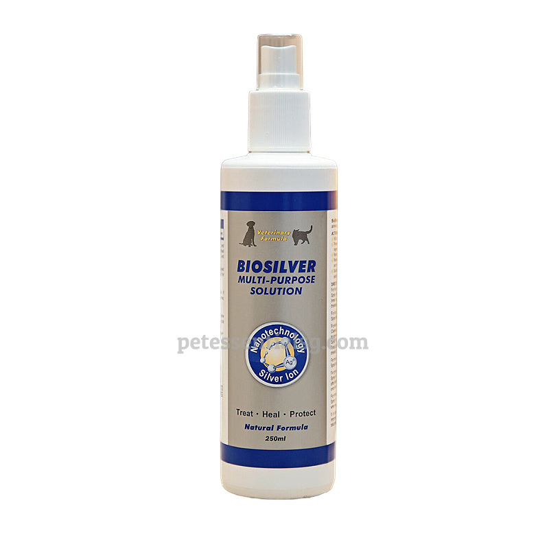 Biosilver Multi-Purpose Solution for pets, 250ml spray bottle with silver ion technology for treating, healing, and protecting