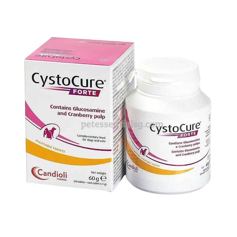 CystoCure Forte palatable tablets for dogs and cats with glucosamine & cranberry pulp, pet supplements