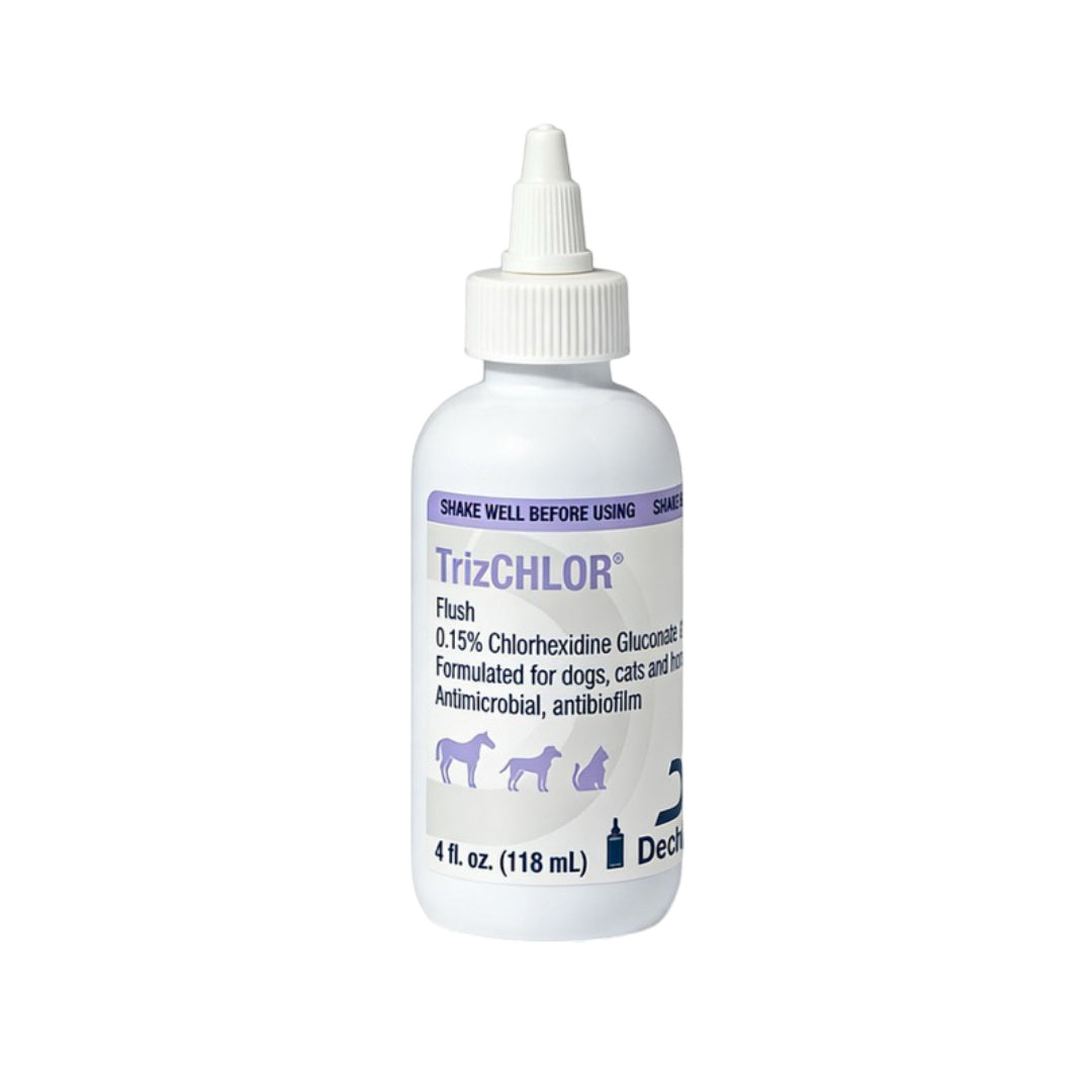 TrizCHLOR Flush for dogs, cats & horses – antimicrobial ear care solution, 4 fl oz