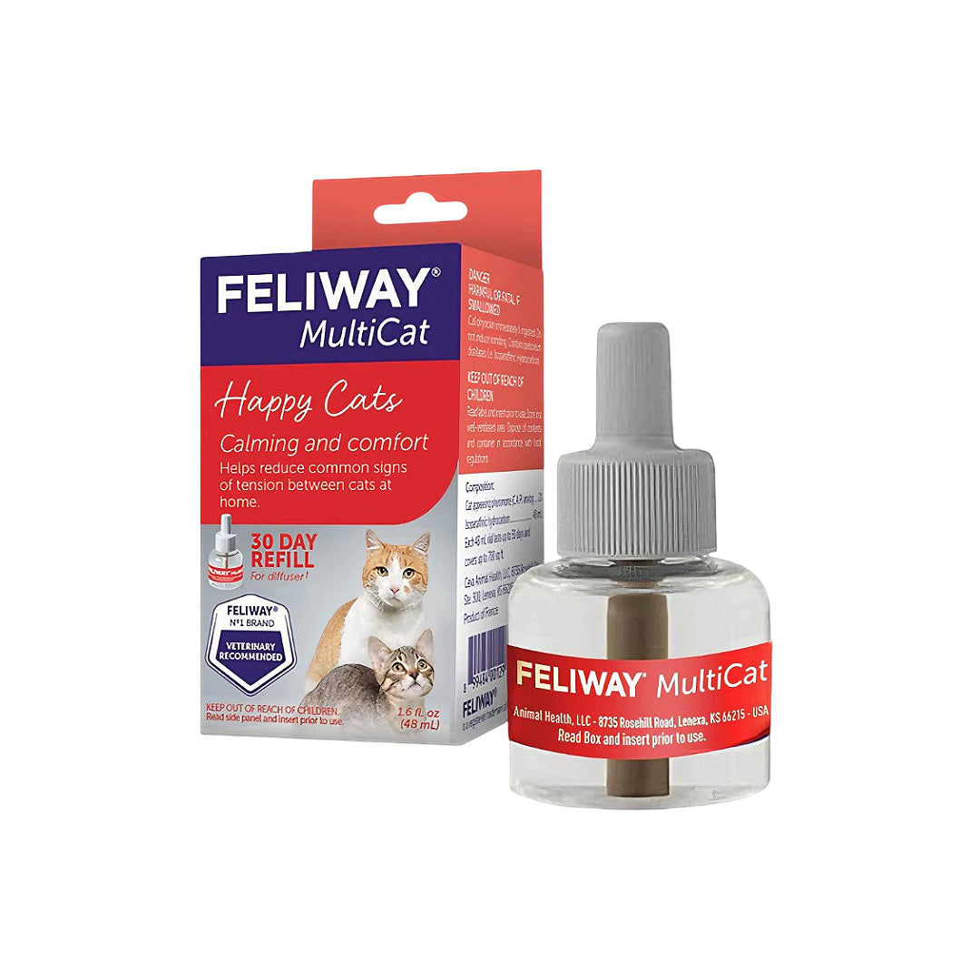 Feliway MultiCat calming diffuser refill for happy cats, reduces tension between pets at home