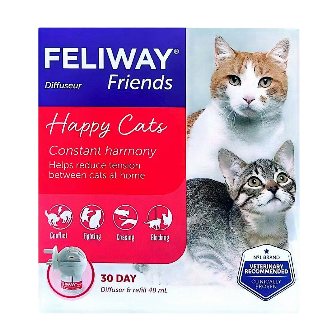 Feliway Friends diffuser for happy cats, reduces tension & conflict at home, 30-day supply, vet recommended