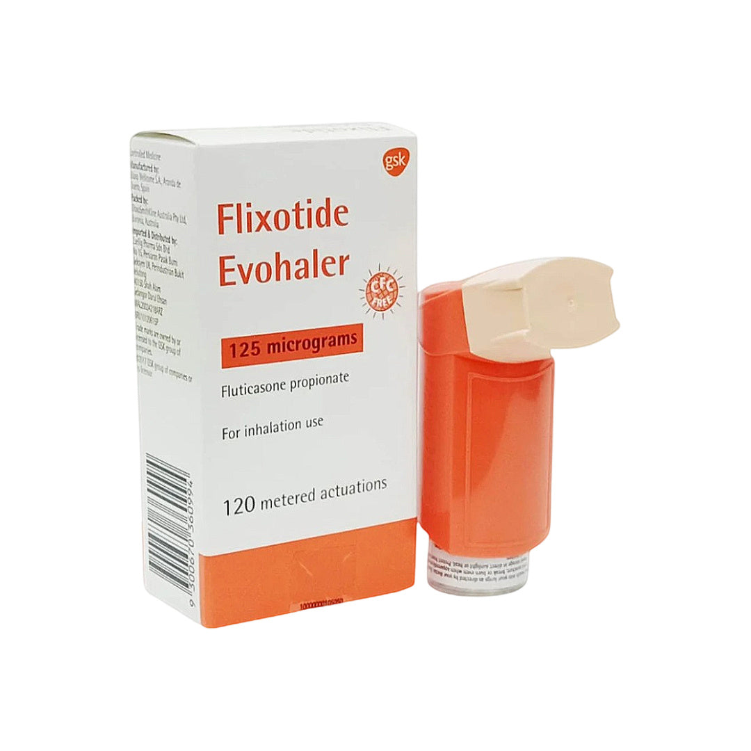 Flixotide Evohaler 125mcg inhaler for respiratory use, 120 doses, CFC-free