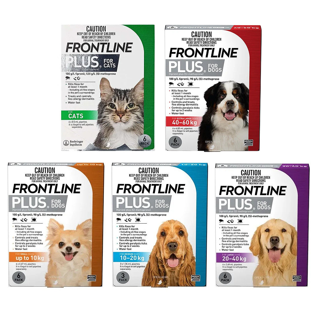 Frontline Plus flea & tick treatment for cats and dogs, various sizes, pet essentials Singapore