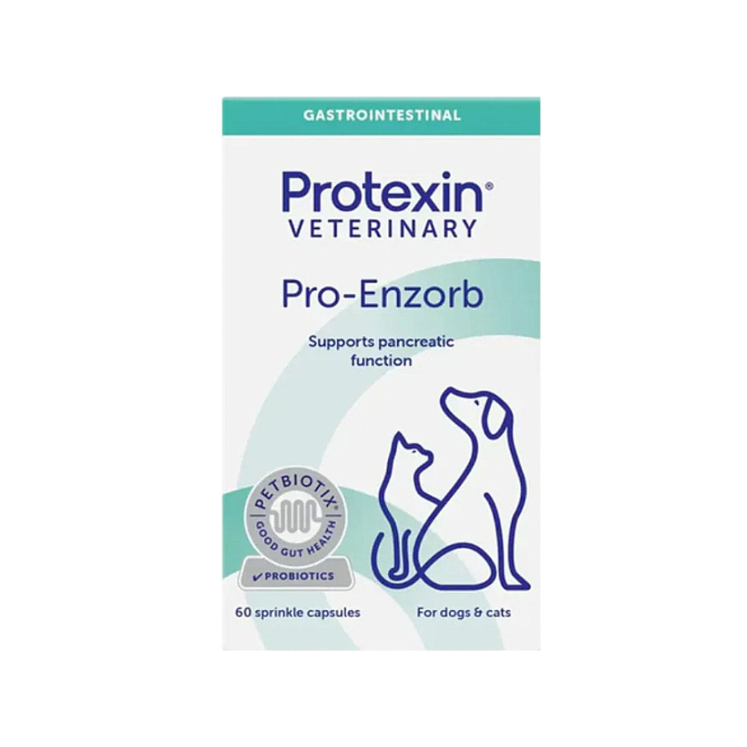 Protexin Pro-Enzorb for dogs & cats, supports pancreatic function with probiotics, 60 sprinkle capsules