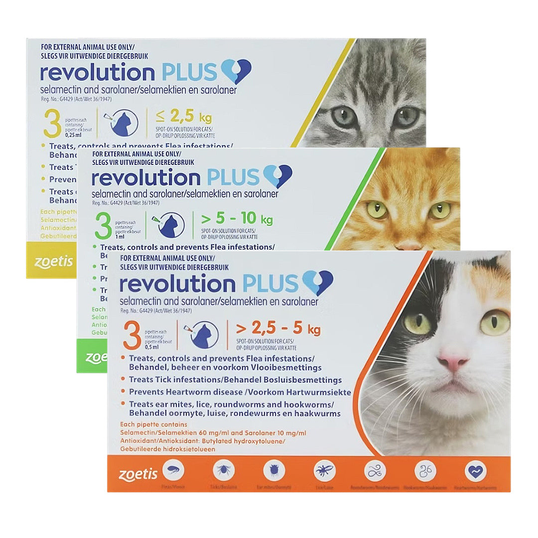 Revolution Plus for cats: flea, tick & worm treatment by weight, Zoetis pet care solution