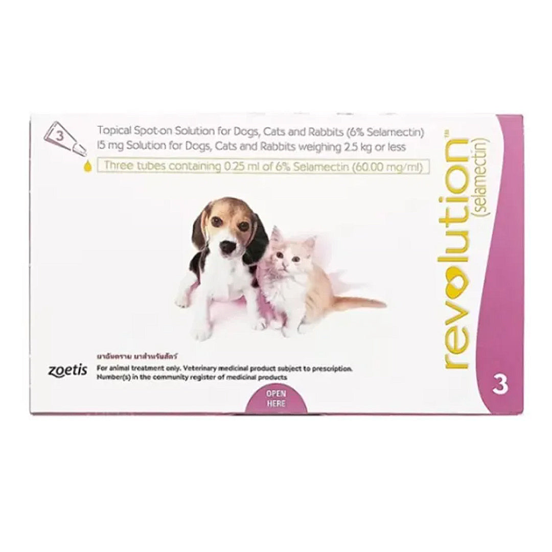 Revolution flea treatment for small dogs, cats & rabbits under 2.5kg, 3-pack spot-on solution