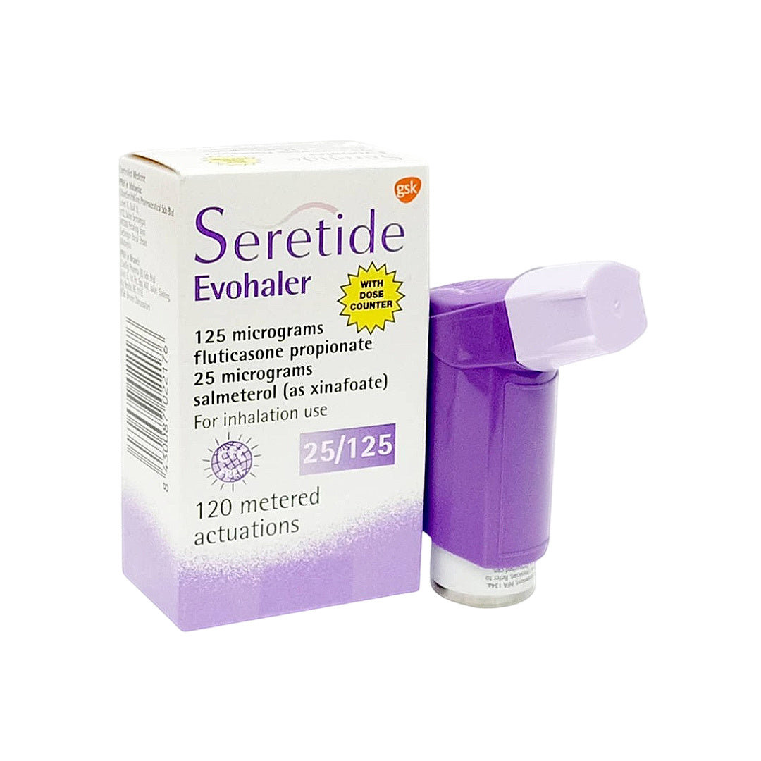 Seretide Evohaler inhaler with dose counter, 25/125 mcg, 120 metered actuations for respiratory use