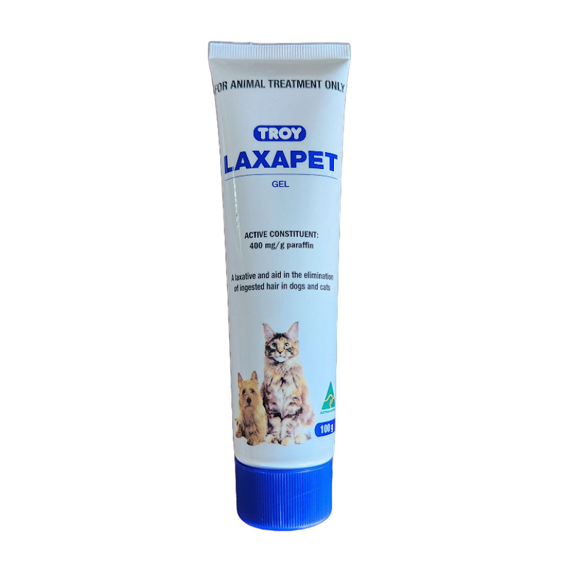 Troy Laxapet Gel for dogs and cats, 100g tube, aids hairball elimination, pet health supplement