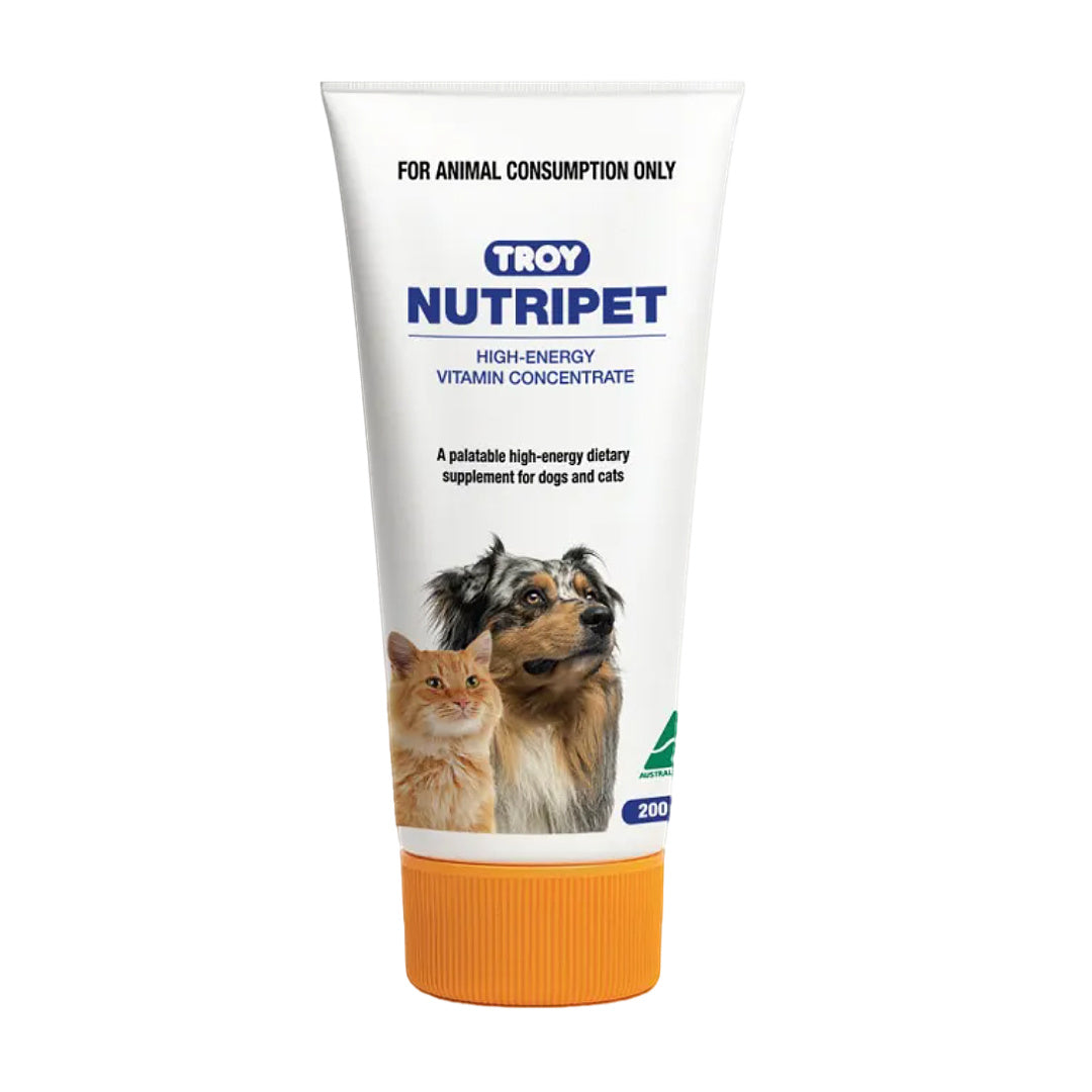 Troy Nutripet high-energy vitamin concentrate for dogs and cats, palatable dietary supplement in tube packaging