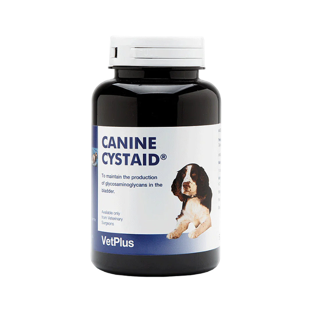 Canine Cystaid dog supplement for bladder health, VetPlus brand, supports glycosaminoglycans production
