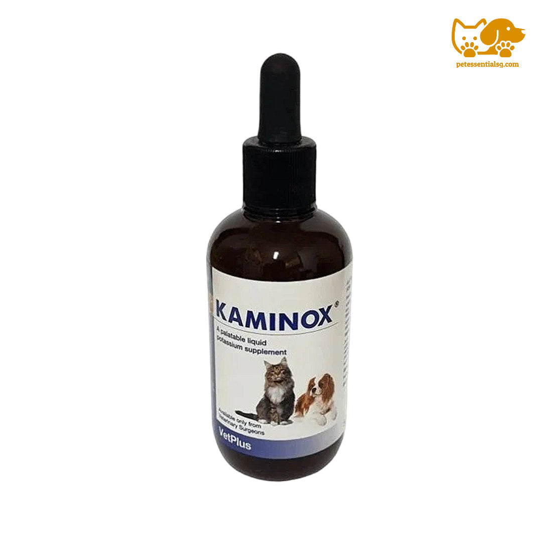 VetPlus Kaminox Liquid Potassium Supplement for Cats & Dogs, palatable oral drops for pet kidney support
