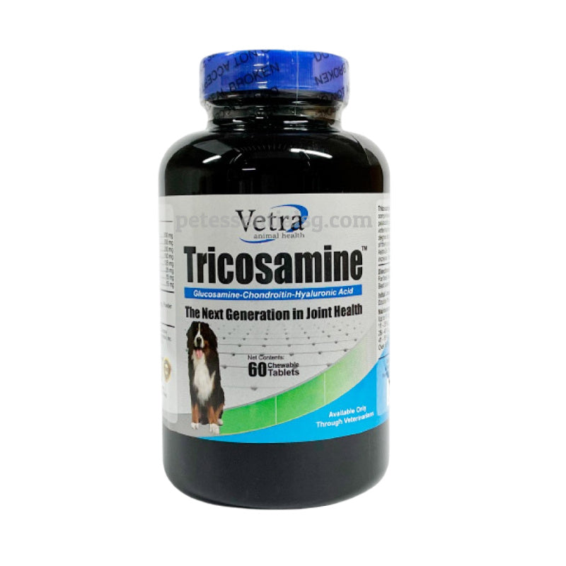 Vetra Tricosamine joint health supplement for dogs, 60 chewable tablets with glucosamine & chondroitin