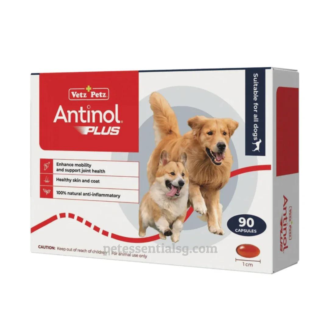 Vetz Petz Antinol Plus dog supplement for joint health, skin & coat, 90 natural anti-inflammatory capsules