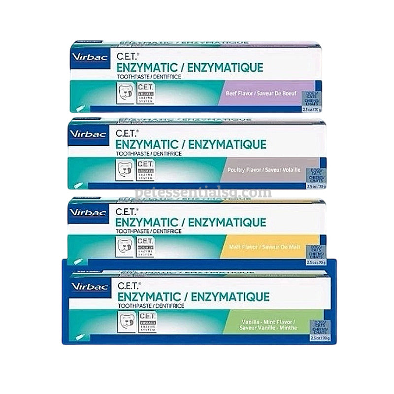 Virbac C.E.T. Enzymatic Toothpaste for dogs & cats in beef, poultry, malt, vanilla-mint flavors