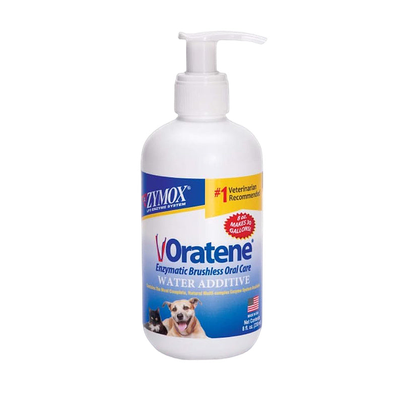 Voratene enzymatic brushless oral care water additive for dogs and cats, vet recommended pet dental solution