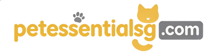 petessentials.sg logo with cat silhouette and paw print, Singapore pet supplies online store